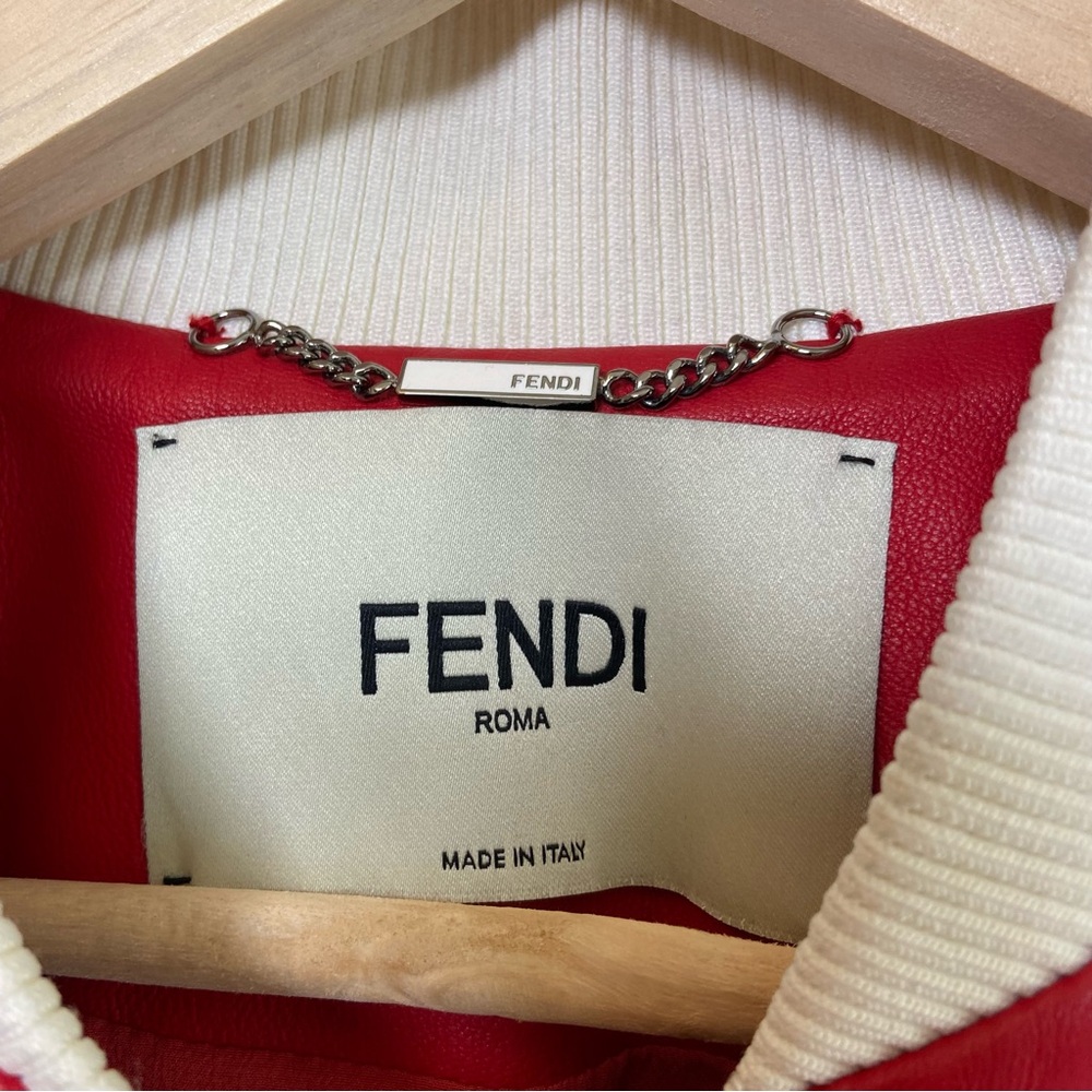 FENDI Leather Bomber Applique Jacket - Picture 4 of 13
